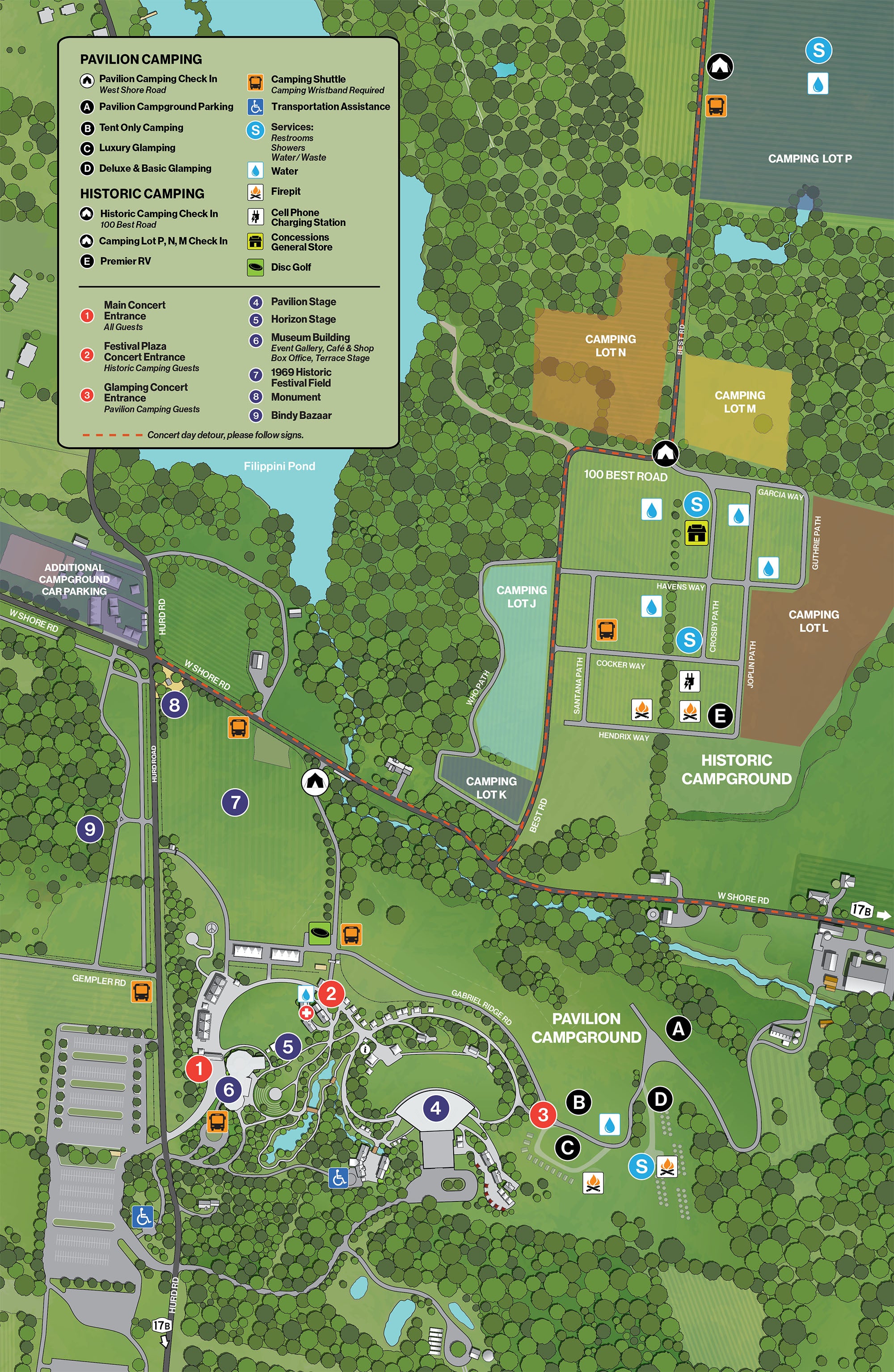 Map of the campground and venue grounds